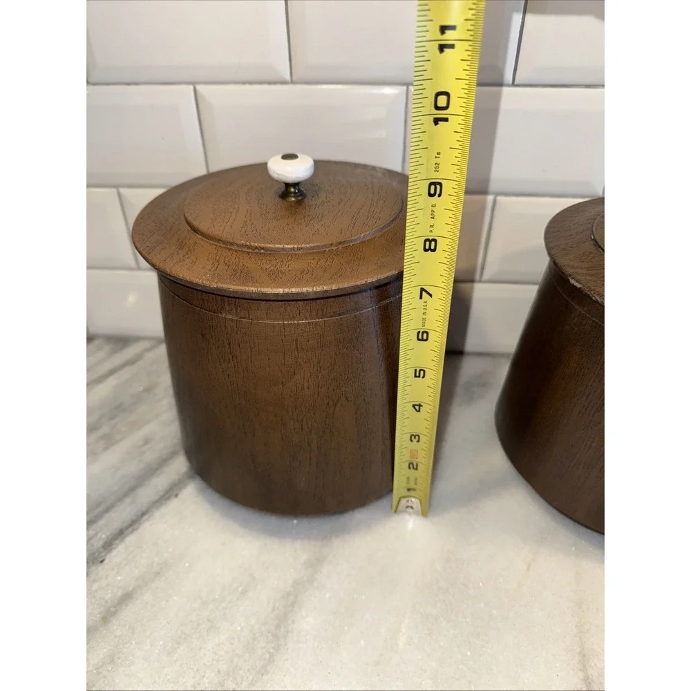 Rare Amazing Vintage‎ MCM Faux Wood/ Hard Plastic Canister Set